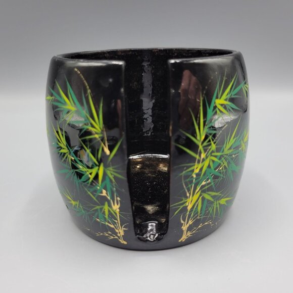 Vintage Asian Crane Bird and Bamboo Pattern Lacquered Coasters Set with Base - Picture 5 of 10